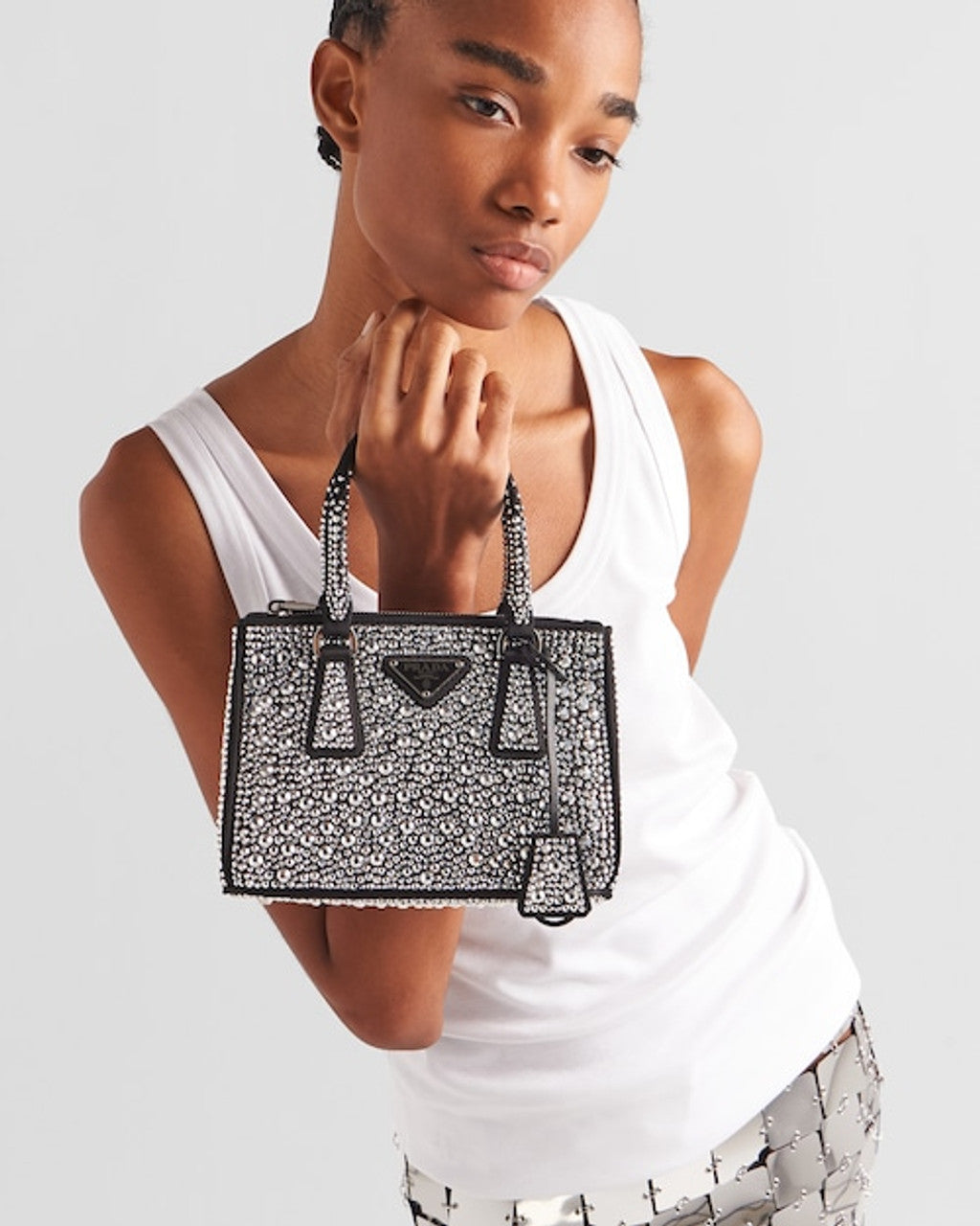 Prada Galleria satin micro-bag with decorations